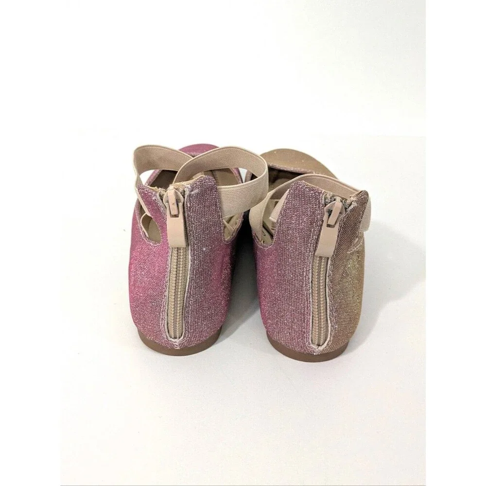 Bella Marie Sparkly Iridescent Pink Dana Ballet Flats / Gladiator Sandals Size 9